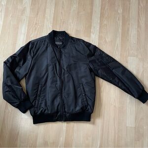 GUESS Men's Black Bomber Jacket—Black—Size M—NWOT
